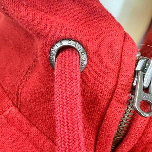 Roots Hoodie Womens L Red Cotton Zip Logo Classic Casual - Picture 8 of 14